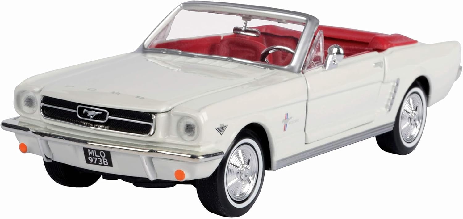 1964 1/2 Ford Mustang Convertible White w/Red Interior James Bond 007 "Goldfinger" (1964) 1/18 Diecast Model Car by Motormax