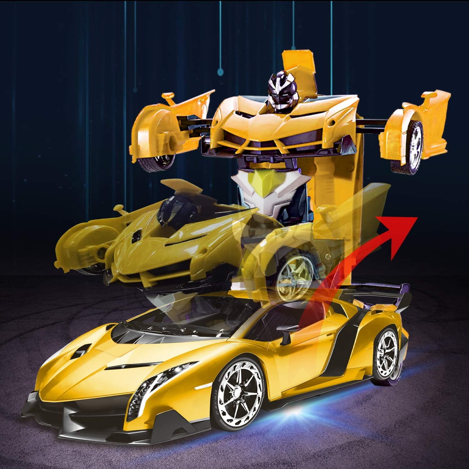 Remote Control Transform Car Robot Toy 2.4Ghz 1:18 Rechargeable 360°Rotating Stunt Race Car Toys