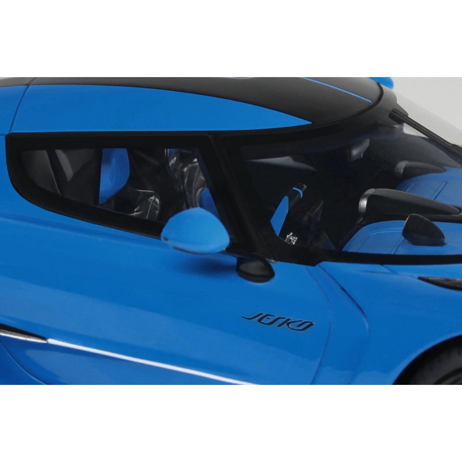 2025 Koenigsegg Jesko Blue Metallic with Black Stripes 1/18 Model Car by GT Spirit