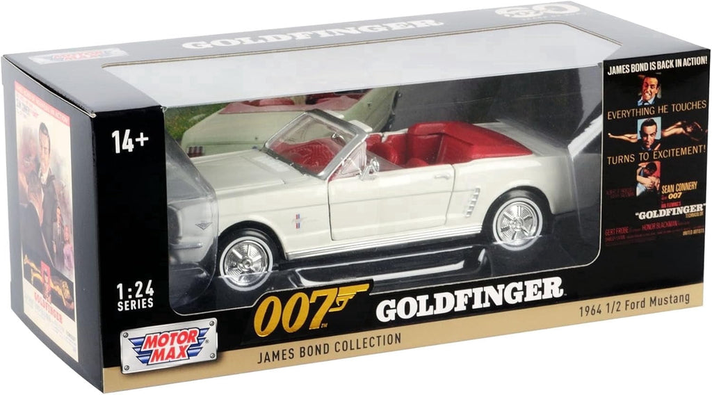 1964 1/2 Ford Mustang Convertible White w/Red Interior James Bond 007 "Goldfinger" (1964) 1/18 Diecast Model Car by Motormax