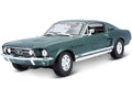 1967 Ford Mustang GTA Fastback Green Metallic with White Stripes 1/18 Diecast Model Car by Maisto