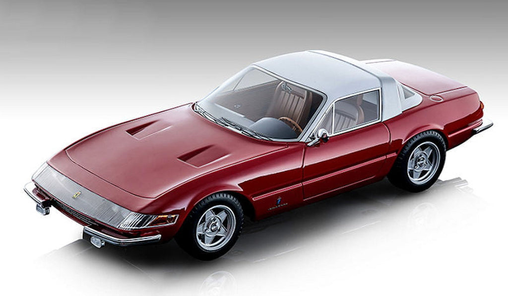 1969 Ferrari 365 GTB/4 Daytona Coupe Speciale Gloss Ferrari Red w/White Top Ltd Ed 130 pcs 1/18 Model Car by Tecnomodel