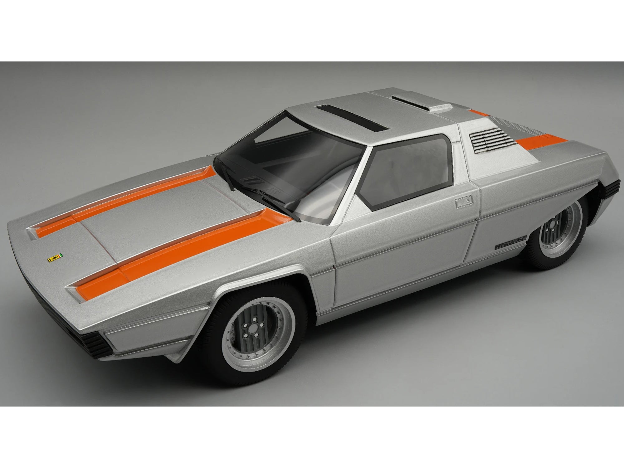 1976 Ferrari 308 GT Rainbow By Bertone Silver Metallic with Orange Stripes "Mythos Series" 1/18 Model Car by Tecnomodel