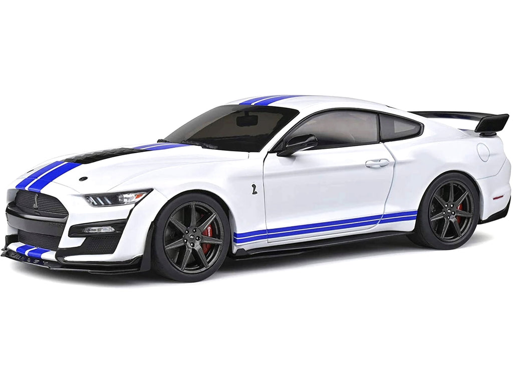 2020 Ford Mustang Shelby GT500 White with Blue Stripes "Special Edition" 1/18 Diecast Model Car by Maisto