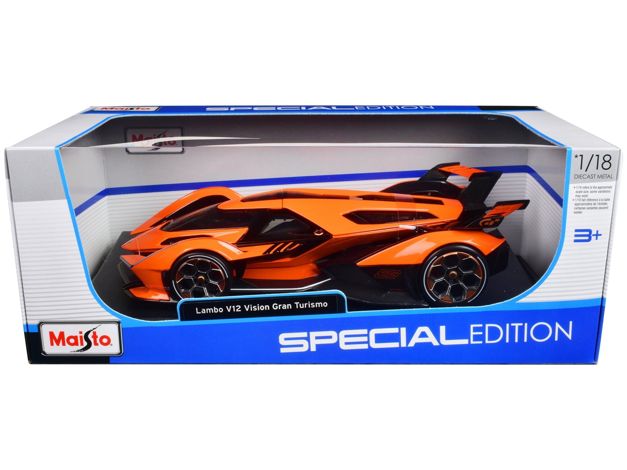 Lamborghini V12 Vision Gran Turismo Orange Metallic "Special Edition" 1/18 Diecast Model Car by Maisto