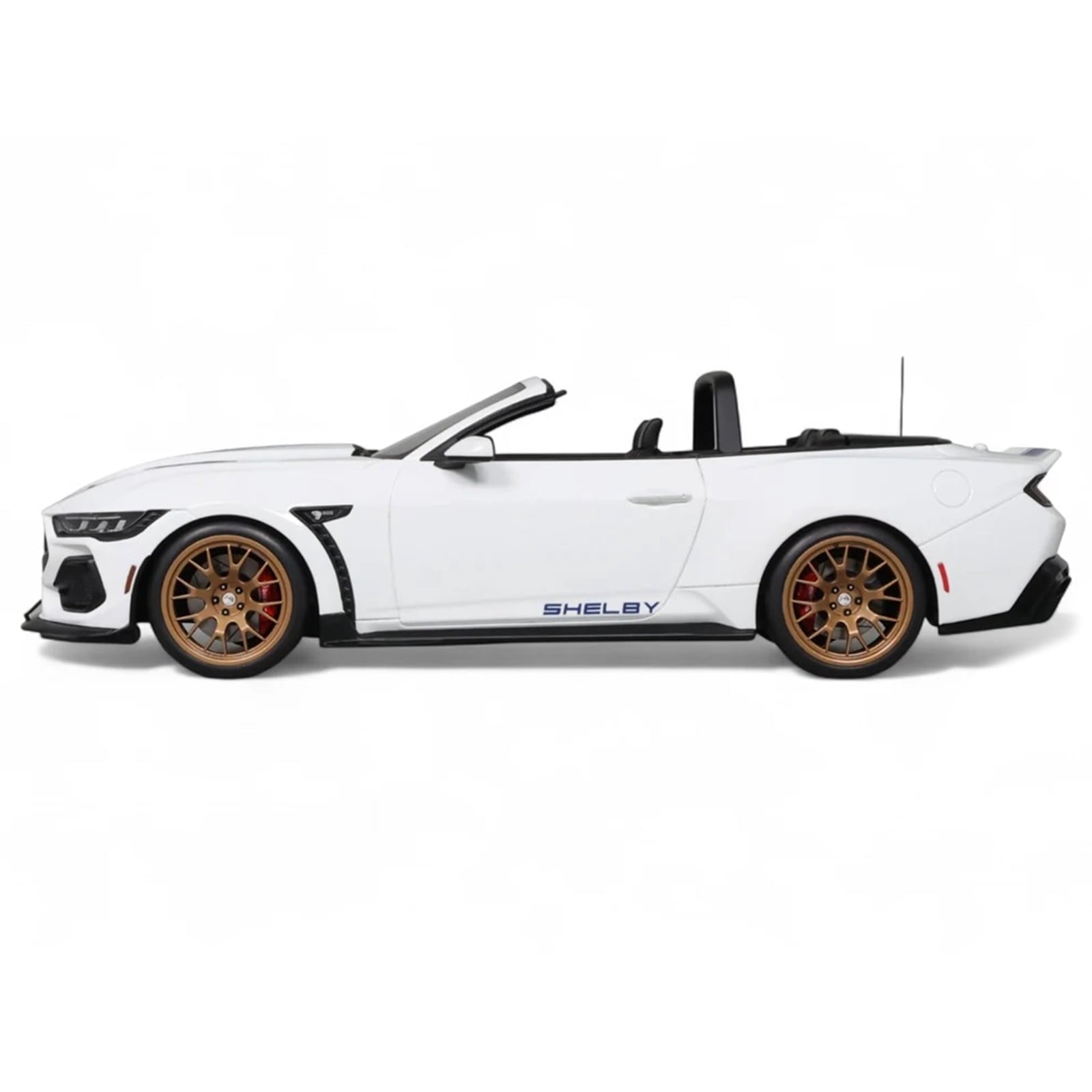 2025 Shelby Mustang Supersnake Convertible White with Blue Stripes 1/18 Model Car by GT Spirit