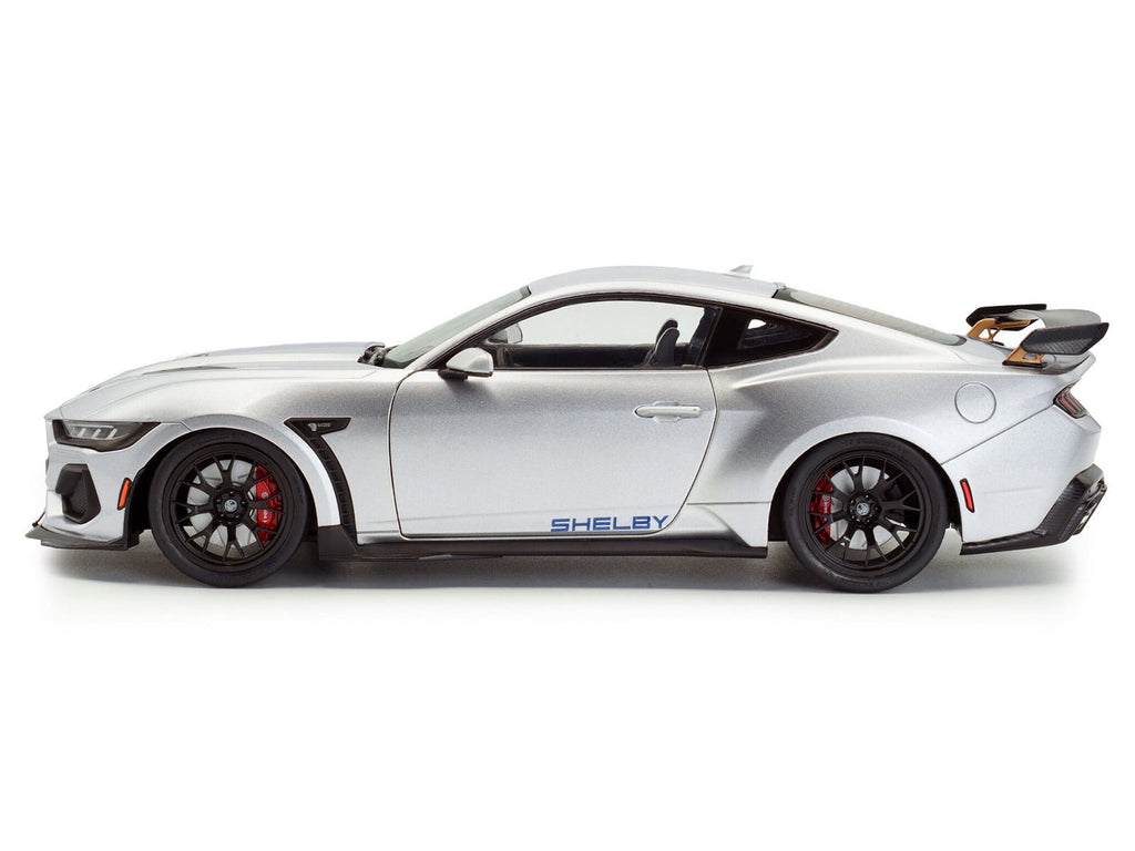 2024 Ford Shelby Mustang Super Snake Gray Metallic with Blue Stripes 1/18 Diecast Model Car by Solido