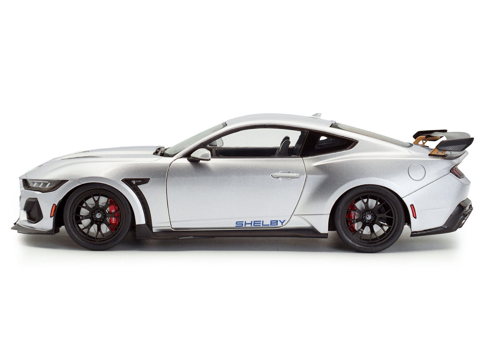 2024 Ford Shelby Mustang Super Snake Gray Metallic with Blue Stripes 1/18 Diecast Model Car by Solido
