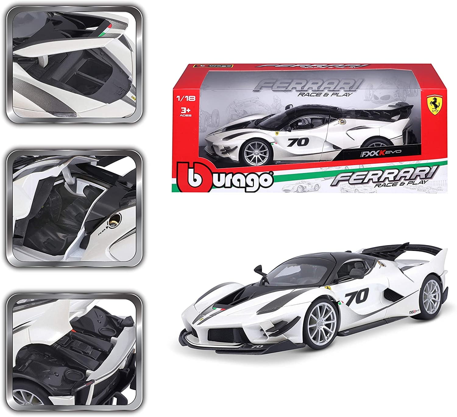 Bburago 1:18 Scale Race & Play Ferrari FXX K EVO Die Cast Vehicle