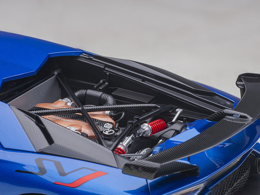 Lamborghini Aventador SVJ Blue Nethuns Metallic 1/18 Model Car by Autoart