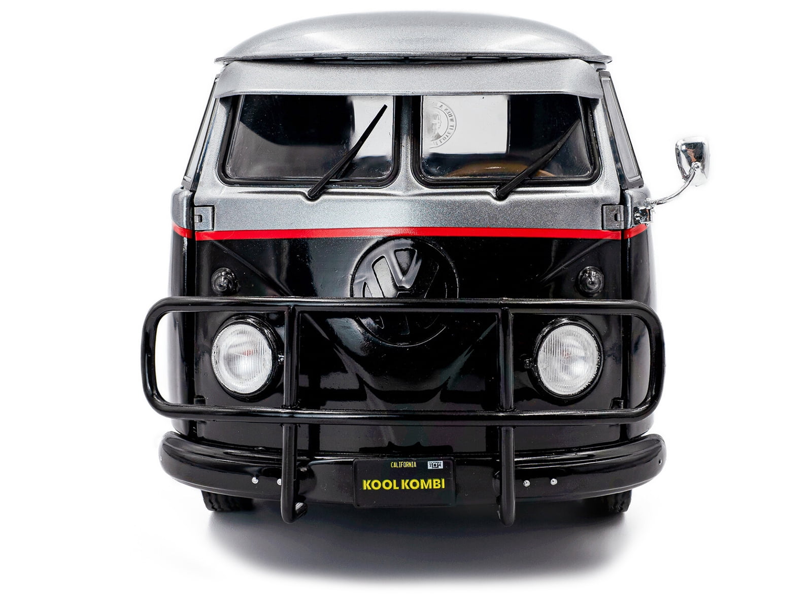2024 Volkswagen Kool Kombi Sport Van with Trailer Black and Silver with Red Stripe 1/18 Diecast Model Car by Solido