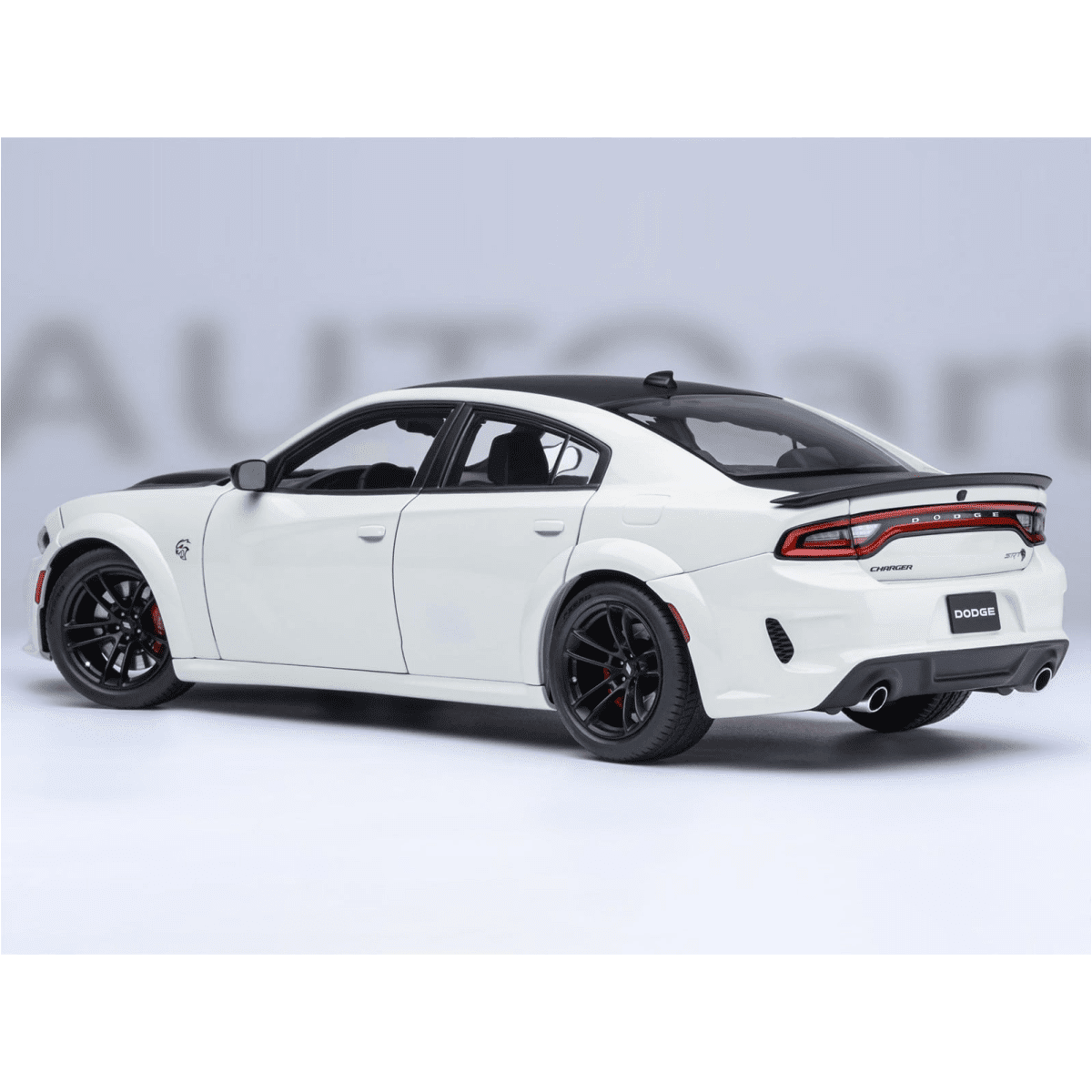 Dodge Charger SRT Hellcat Redeye Knuckle White with Matt Black Hood and Top 1/18 Car Model by Autoart