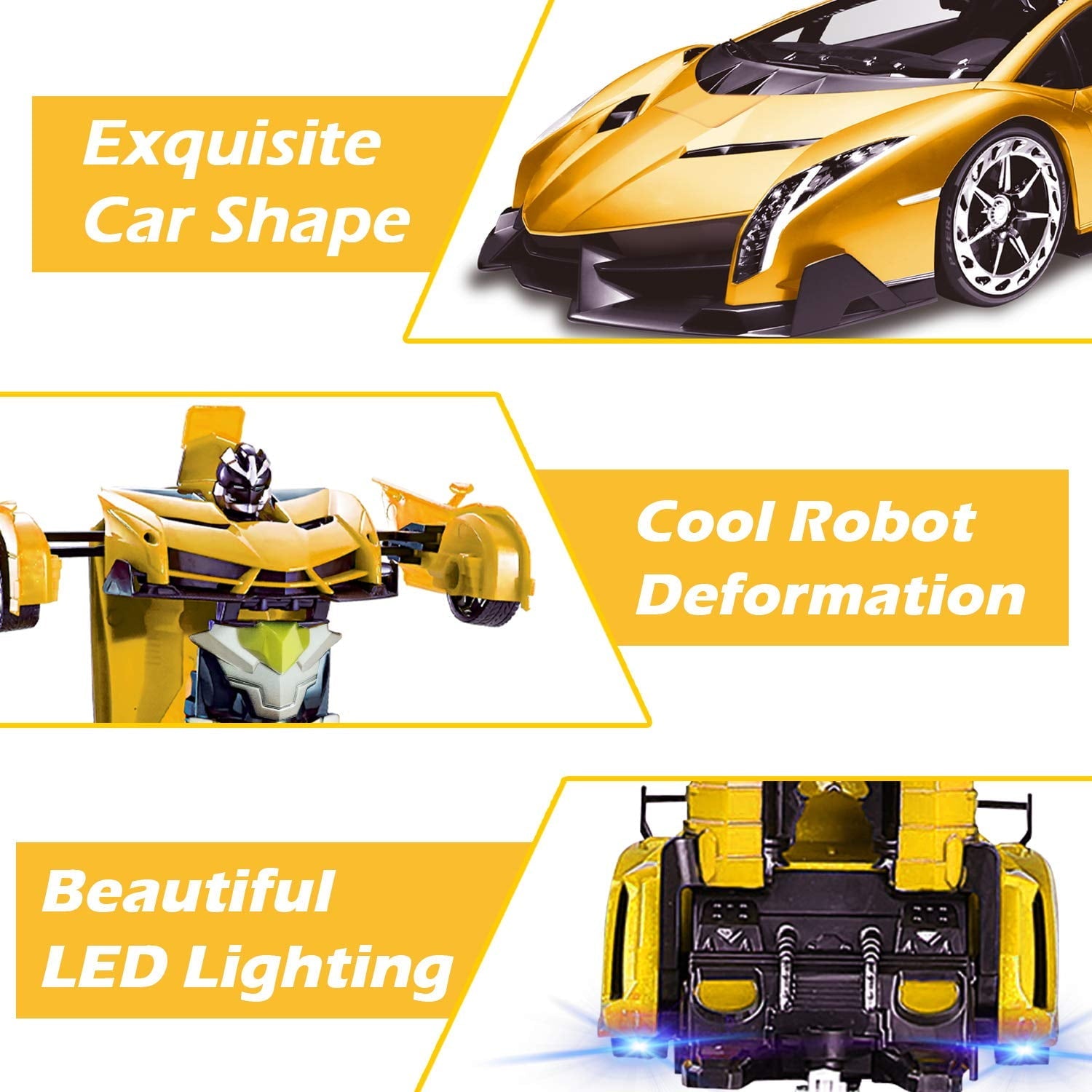 Remote Control Transform Car Robot Toy 2.4Ghz 1:18 Rechargeable 360°Rotating Stunt Race Car Toys