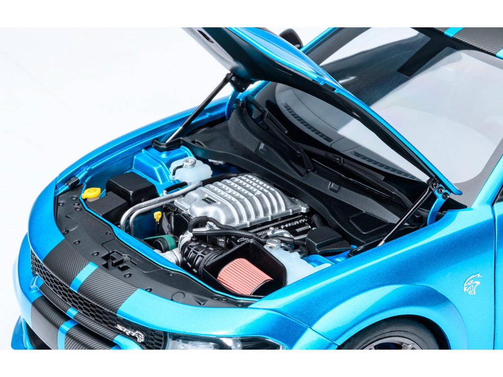 Dodge Charger SRT Hellcat Redeye B5 Blue Metallic with Carbon Stripes 1/18 Car Model by Autoart