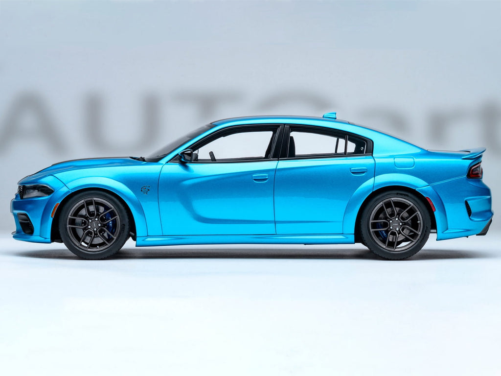 Dodge Charger SRT Hellcat Redeye B5 Blue Metallic with Carbon Stripes 1/18 Car Model by Autoart