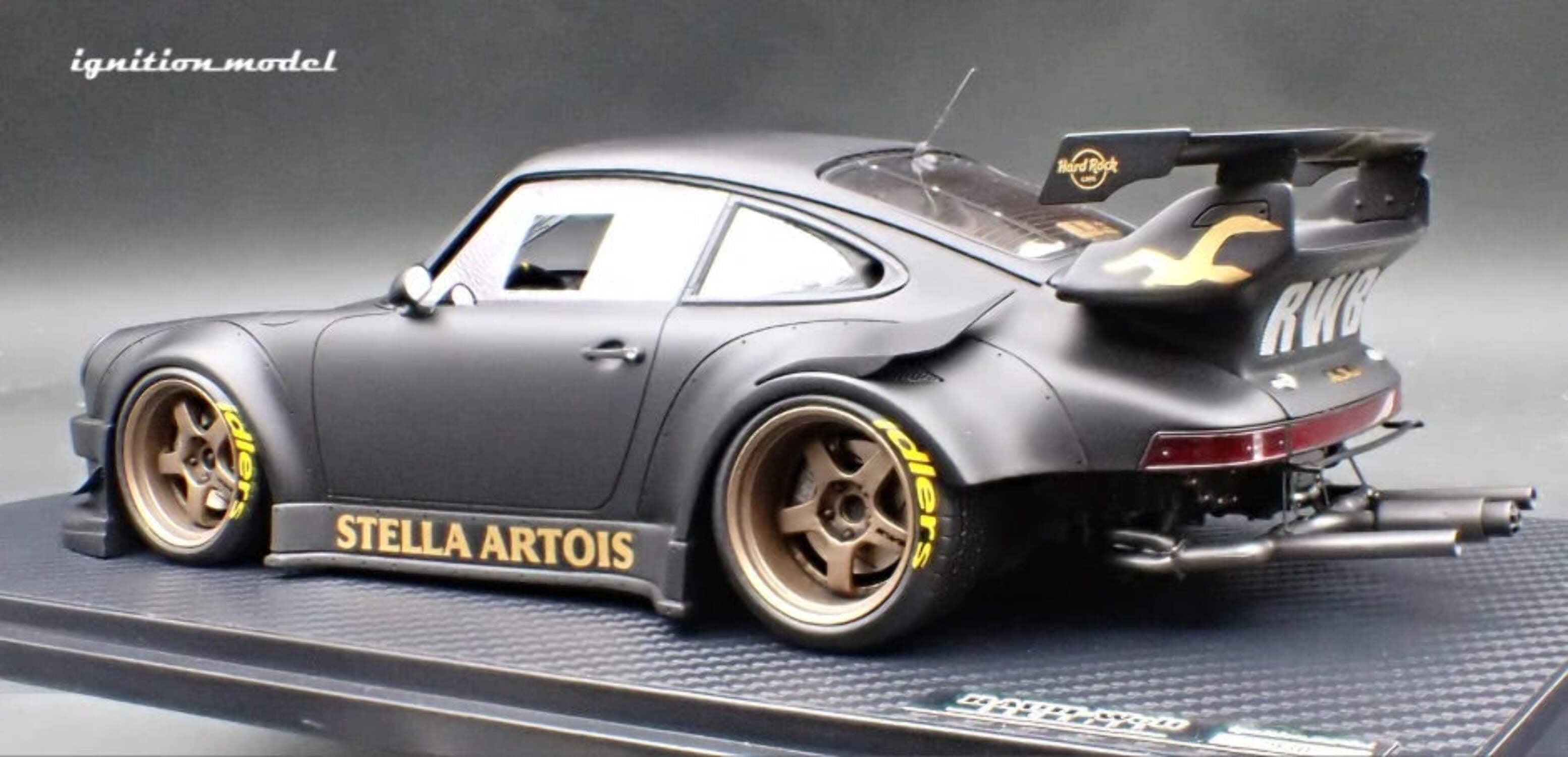 Ignition-Model Porsche 911 RWB 930 Matte Black w/ SSR SP1 Wheels 1:18