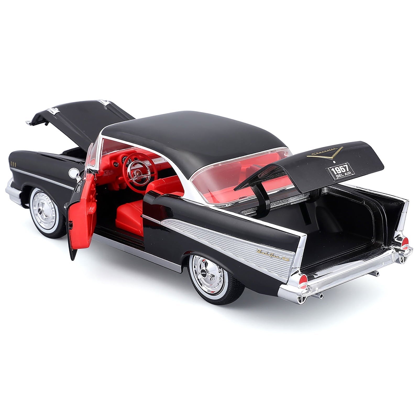 1957 Chevrolet Bel Air Coupe Black with Red Interior "Special Edition" Series 1/18 Diecast Model Car by Maisto â€?Adult Collectible