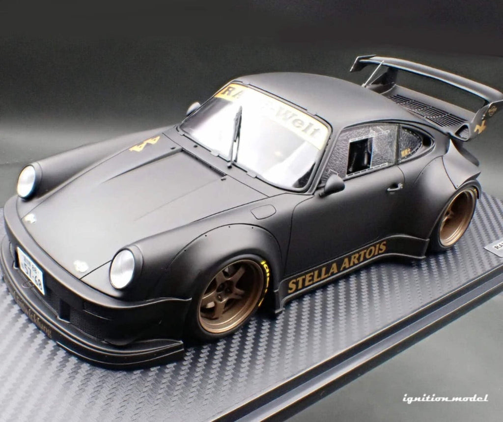 Ignition-Model Porsche 911 RWB 930 Matte Black w/ SSR SP1 Wheels 1:18