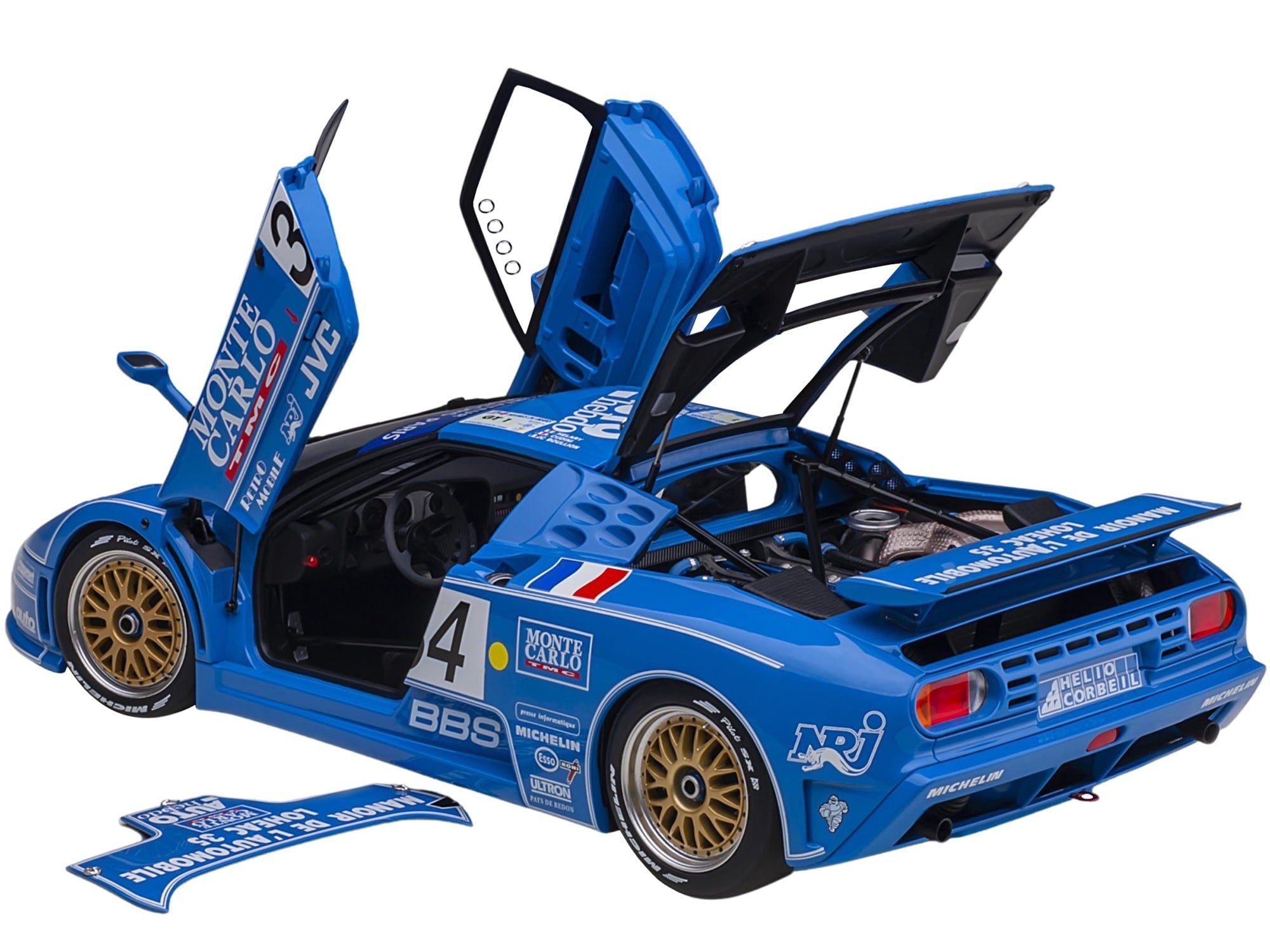 Autoart 89417 1-18 Scale Bugatti Eb110 No.34 Alain Cudini Eric Helary Jean Christophe Boullion 24 Hours of Le Mans Model Car