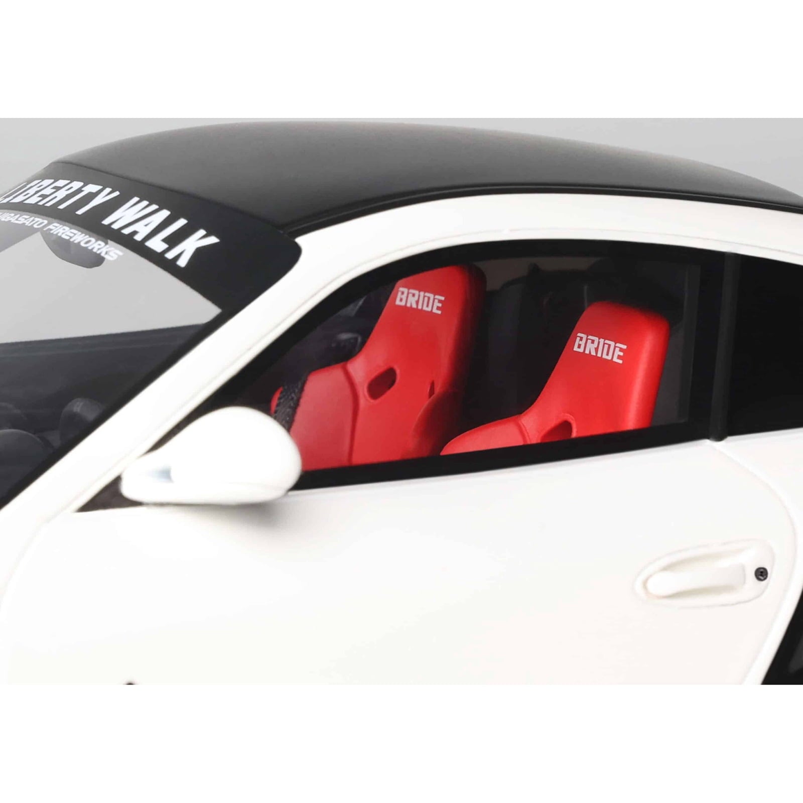 2024 Porsche 911 Turbo LB-Works White with Black Top 1/18 Model Car by GT Spirit
