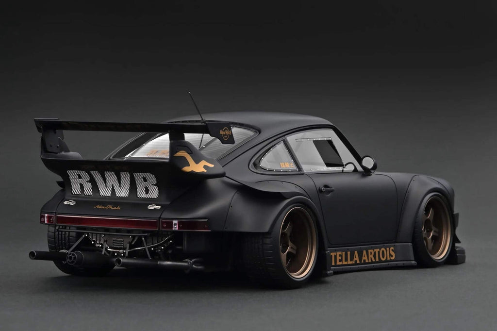 Ignition-Model Porsche 911 RWB 930 Matte Black w/ SSR SP1 Wheels 1:18