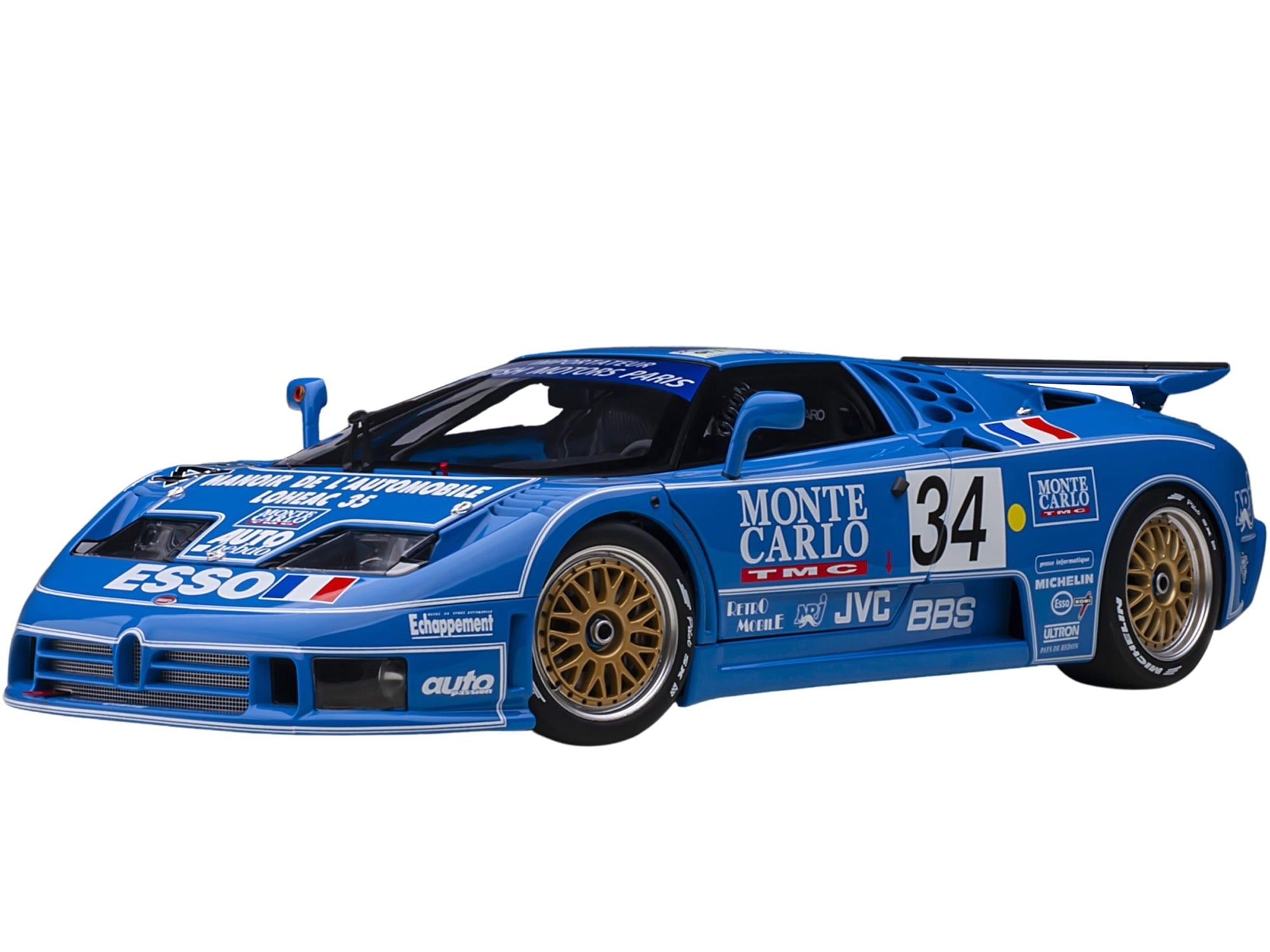 Autoart 89417 1-18 Scale Bugatti Eb110 No.34 Alain Cudini Eric Helary Jean Christophe Boullion 24 Hours of Le Mans Model Car