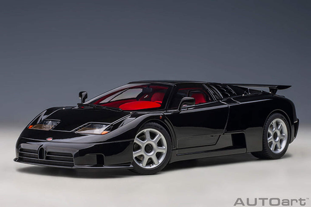 Autoart 1-18 Scale Bugatti Eb110 Ss Super Sport Nero Vernice Wheels Model Car, Black, Red & Silver