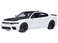Dodge Charger SRT Hellcat Redeye Knuckle White with Matt Black Hood and Top 1/18 Car Model by Autoart