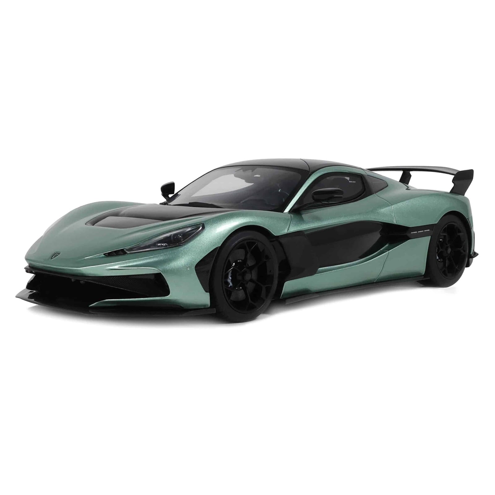2024 Rimac Nevera R Green Metallic with Black Top 1/18 Model Car by GT Spirit