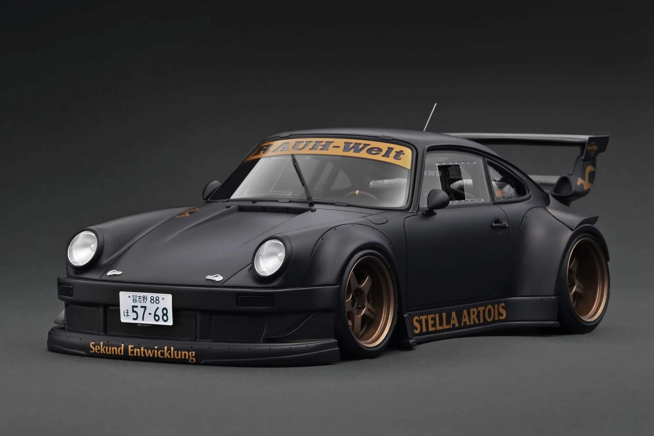 Ignition-Model Porsche 911 RWB 930 Matte Black w/ SSR SP1 Wheels 1:18