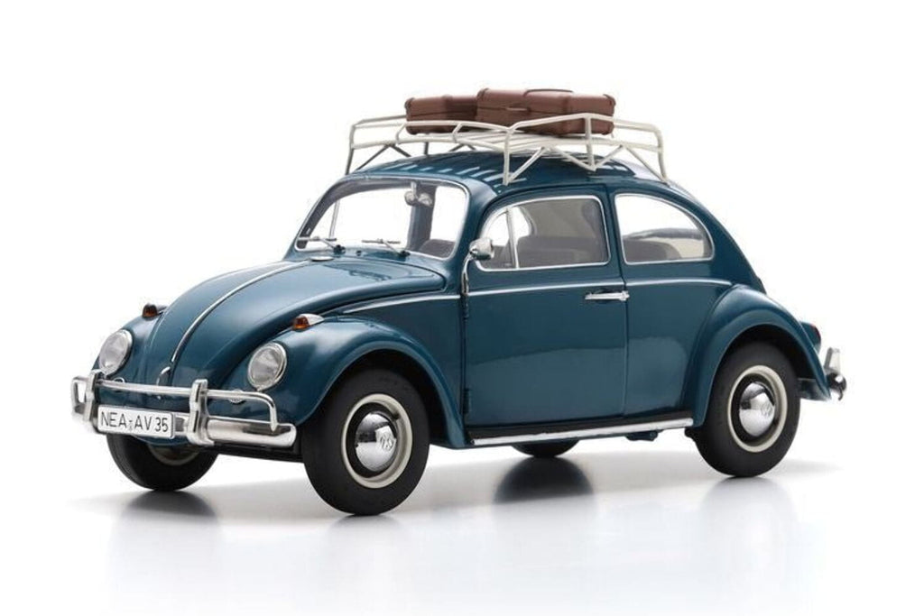 Schuco 1963 Volkswagen Beetle w/ Roof Rack Blue Teal 1:18