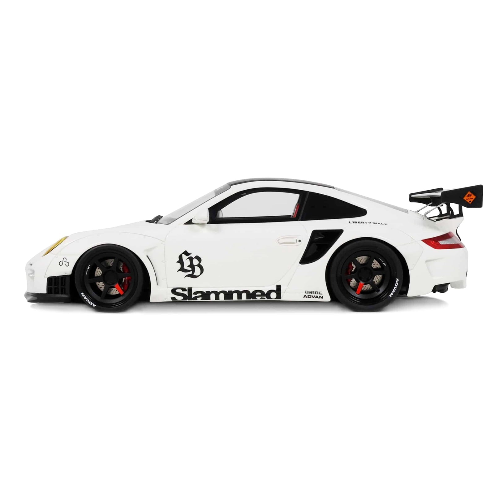 2024 Porsche 911 Turbo LB-Works White with Black Top 1/18 Model Car by GT Spirit