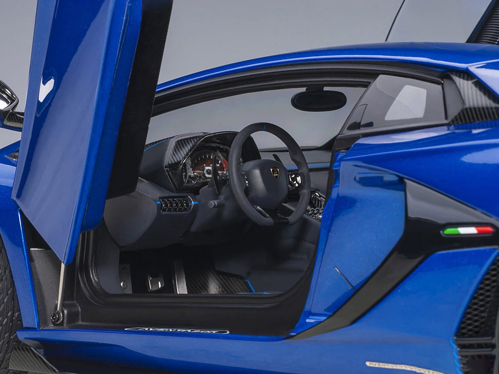 Lamborghini Aventador SVJ Blue Nethuns Metallic 1/18 Model Car by Autoart