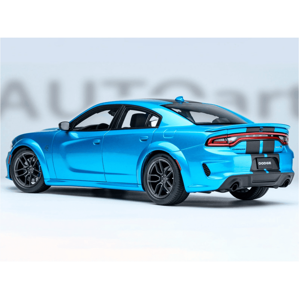 Dodge Charger SRT Hellcat Redeye B5 Blue Metallic with Carbon Stripes 1/18 Car Model by Autoart