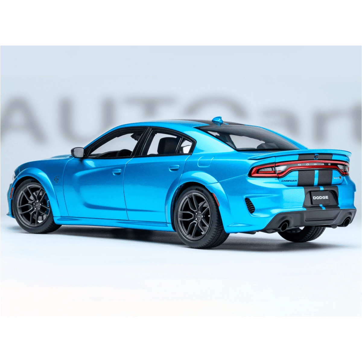 Dodge Charger SRT Hellcat Redeye B5 Blue Metallic with Carbon Stripes 1/18 Car Model by Autoart
