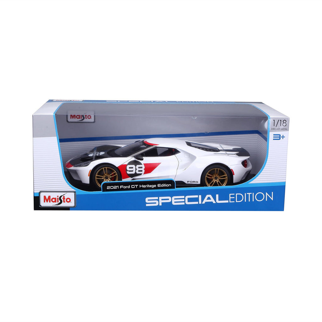 1:18 Scale Special Edition Diecast 2021 Ford GT #98 White Heritage Play Vehicle