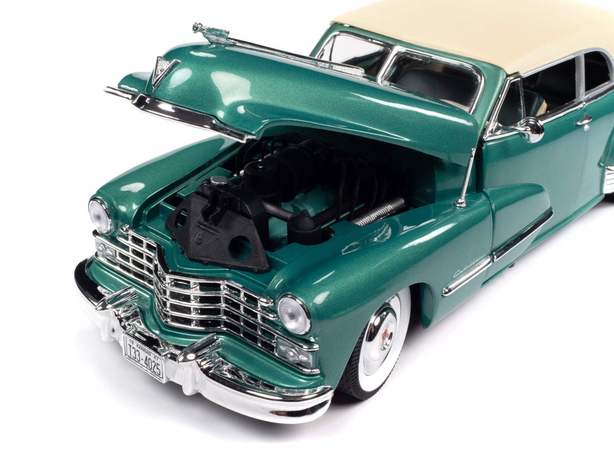 1947 Cadillac Series 62 Soft Top Ardsley Green Metallic with Tan Soft Top 1/18 Diecast Model Car by Auto World