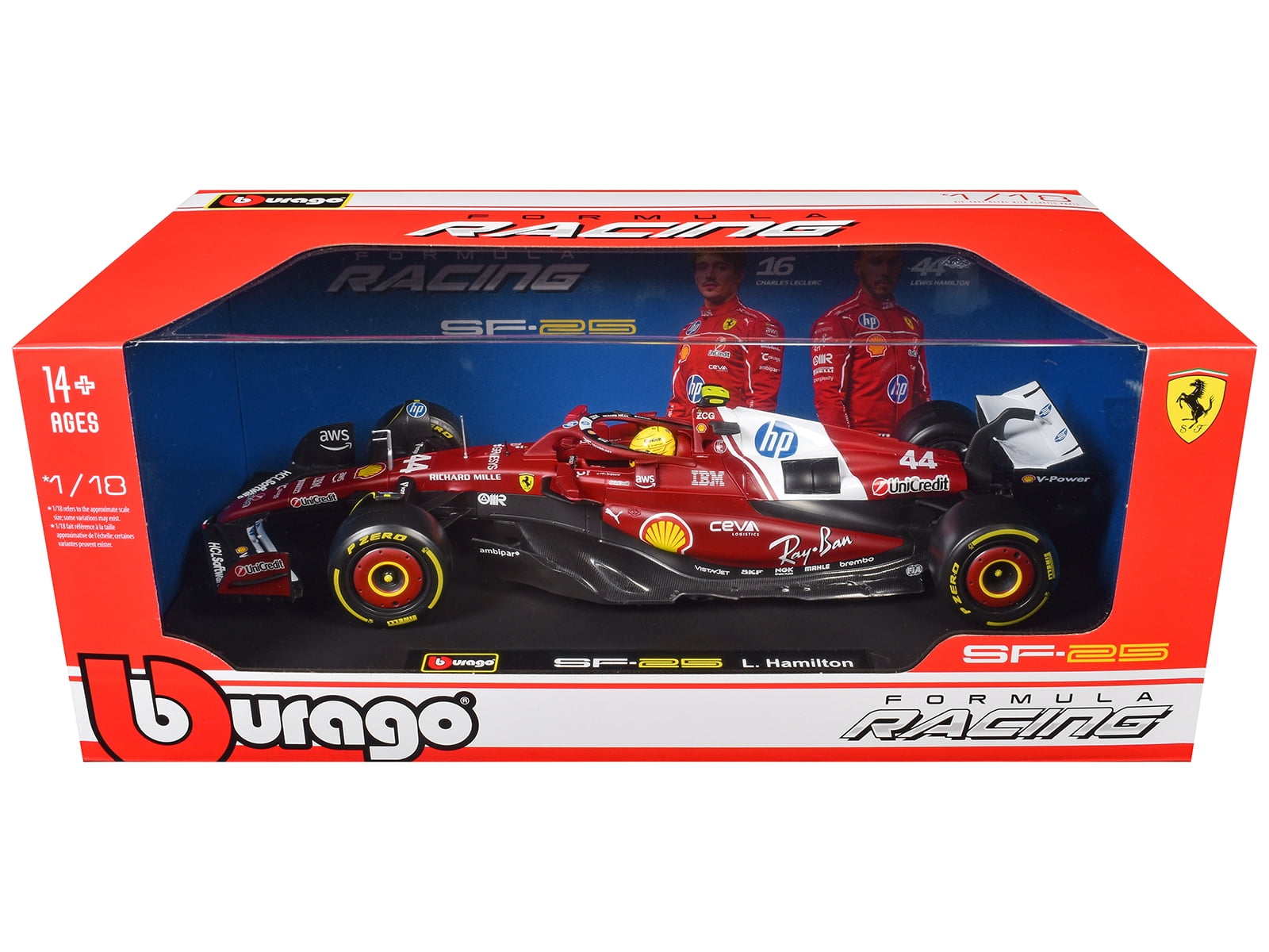 Ferrari SF-25 #44 Lewis Hamilton Formula One F1 World Championship (2025) "Formula Racing" 1/18 Diecast Model Car by Bburago