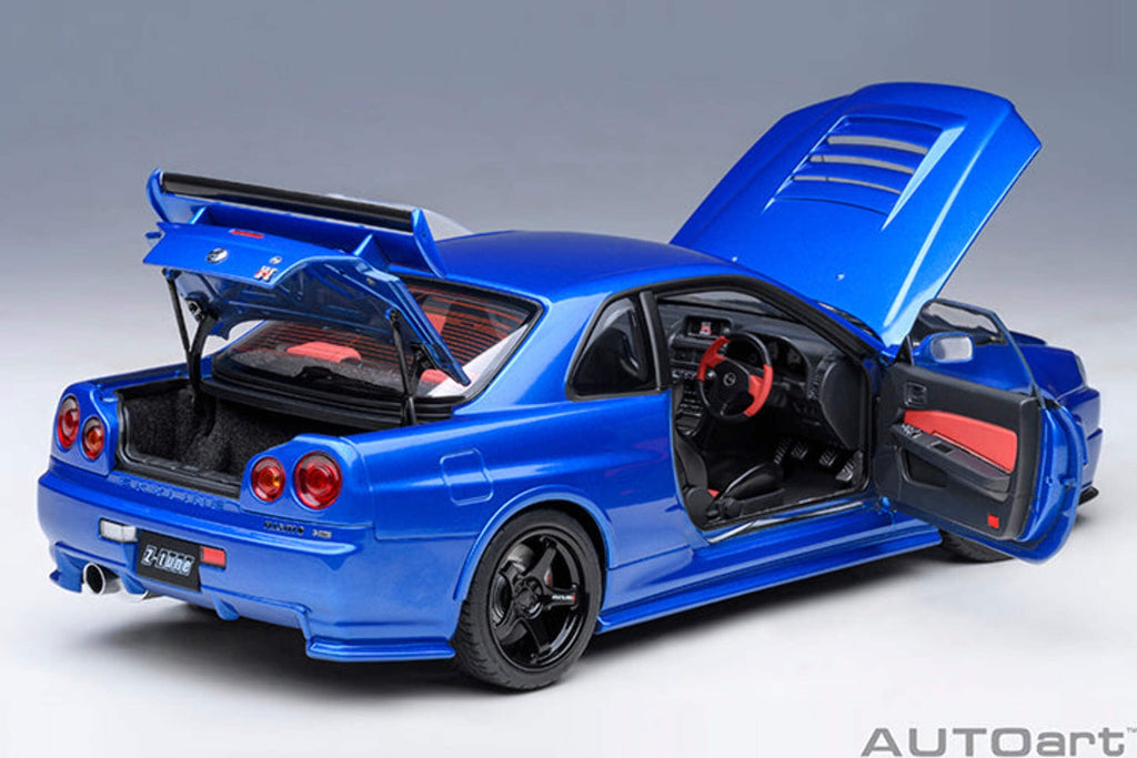 Nissan Skyline GT-R R34 Nismo Z-TUNE RHD (Right Hand Drive) Bayside Blue 1/18 Model Car by Autoart