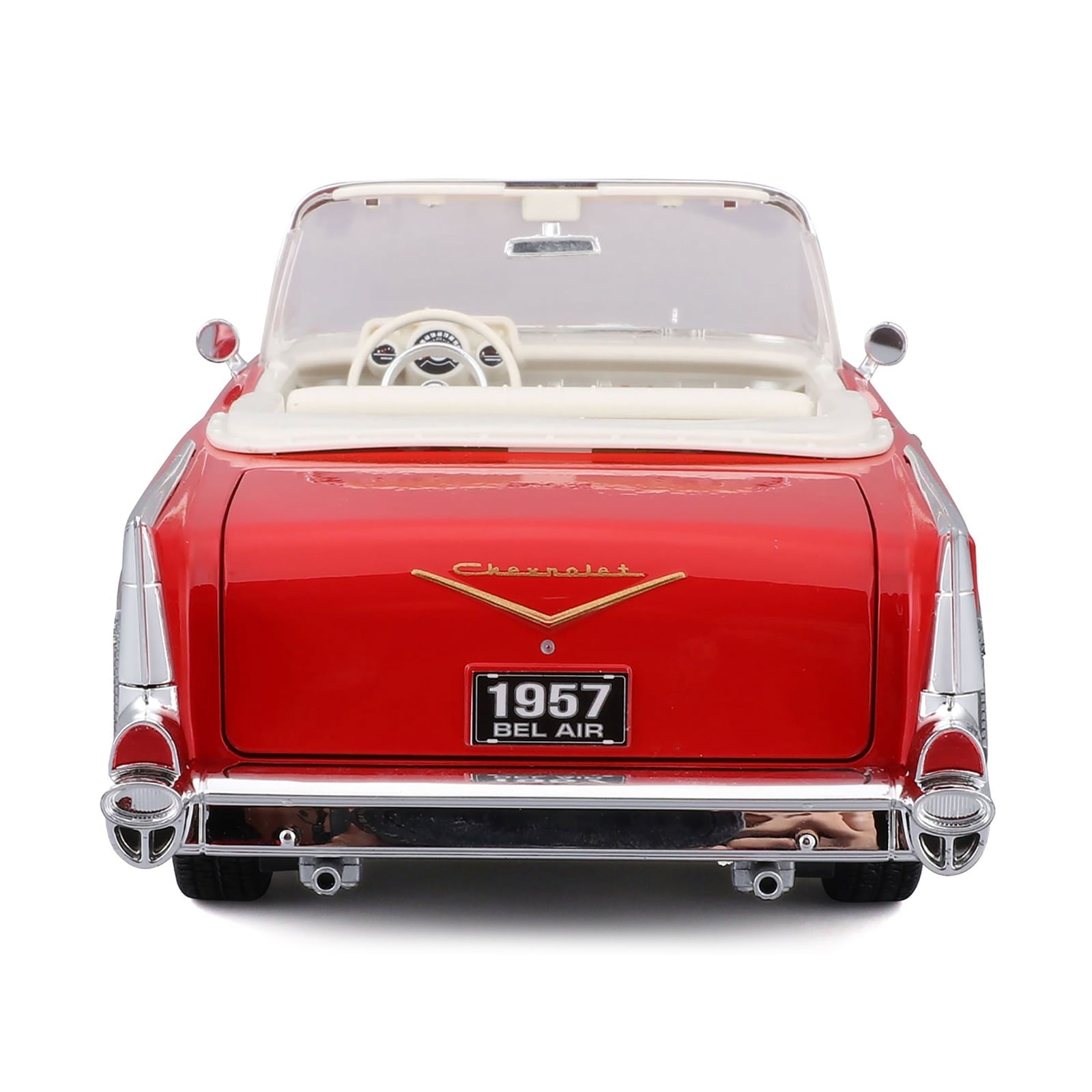 1957 Chevrolet Bel Air Convertible Red with White Interior "Special Edition" Series 1/18 Diecast Model Car by Maisto