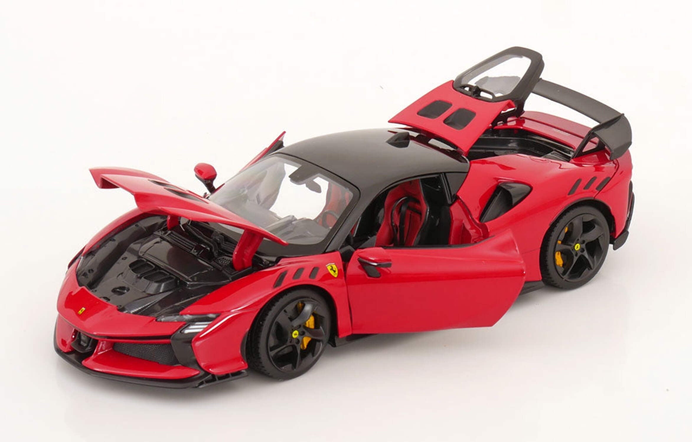 Ferrari SF90 XX Stradale Red with Black Top "Race + Play" Series 1/18 Diecast Model Car by Bburago