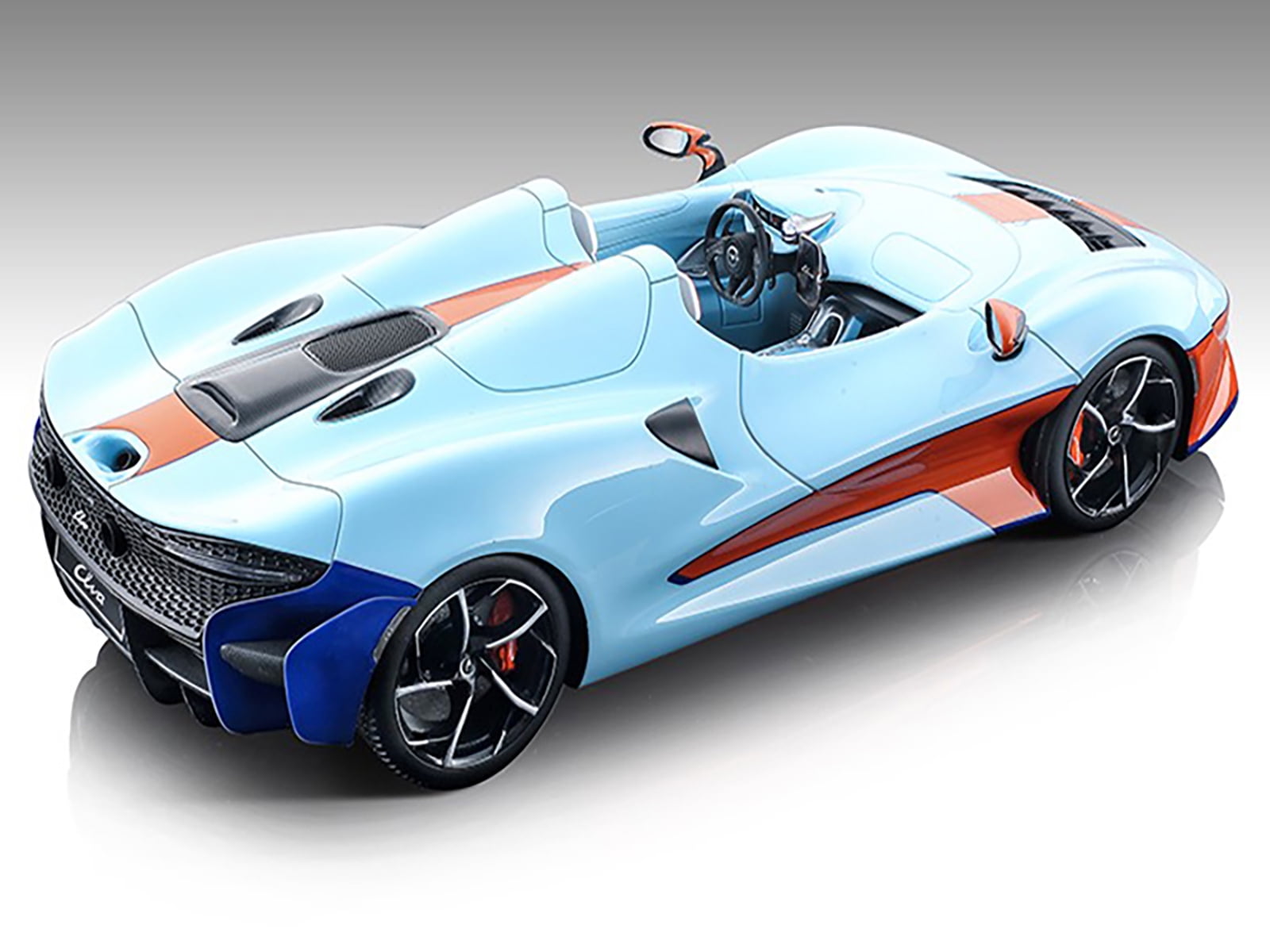 2020 McLaren Elva Convertible Light Blue w/Orange Accents "Exclusive Collection" Ltd Ed to 79 pcs 1/18 Model Car by Tecnomodel