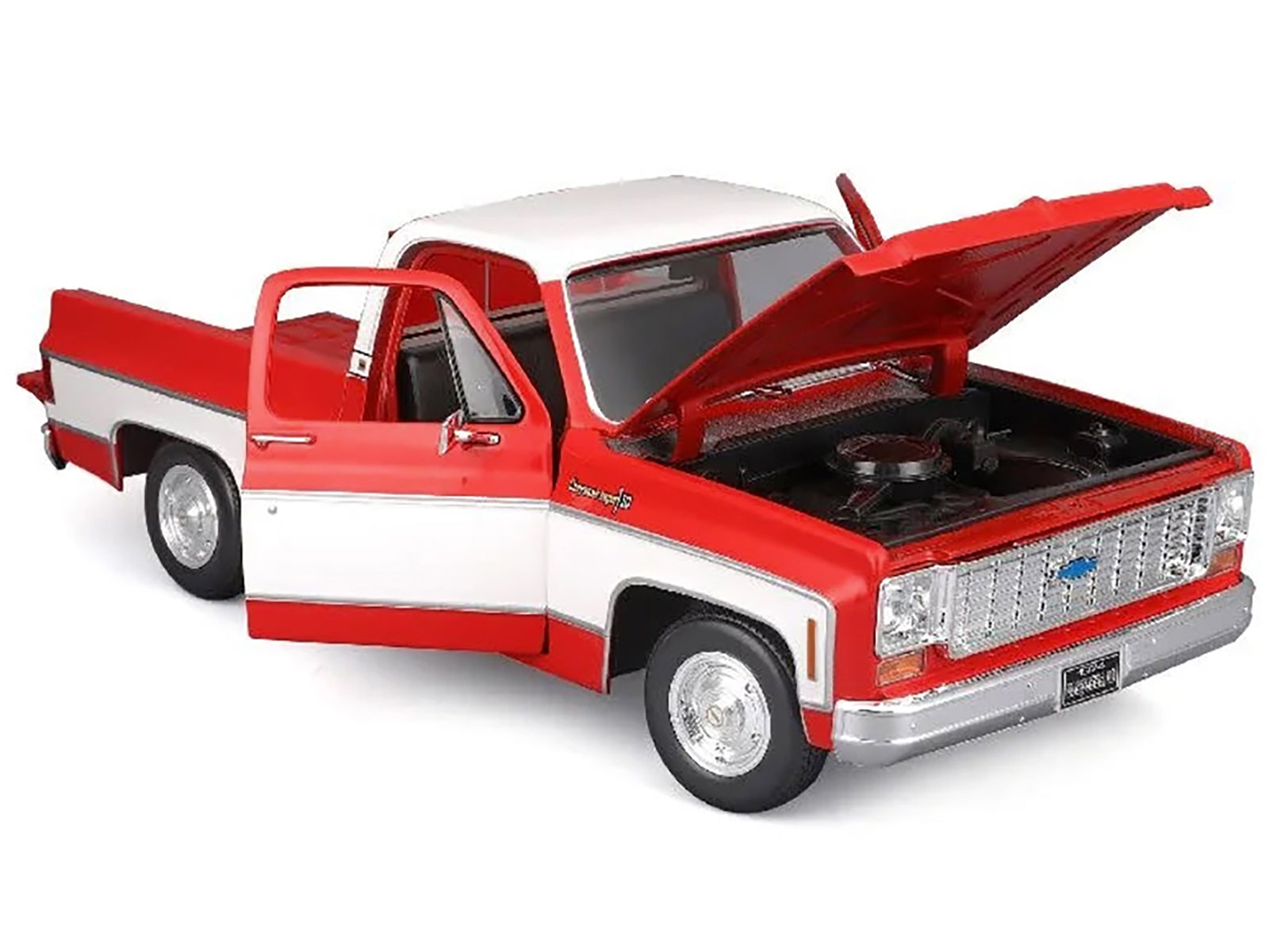 1974 Chevrolet C10 Cheyenne Super Pickup Truck Red and White "Special Edition" 1/18 Diecast Model Car by Maisto