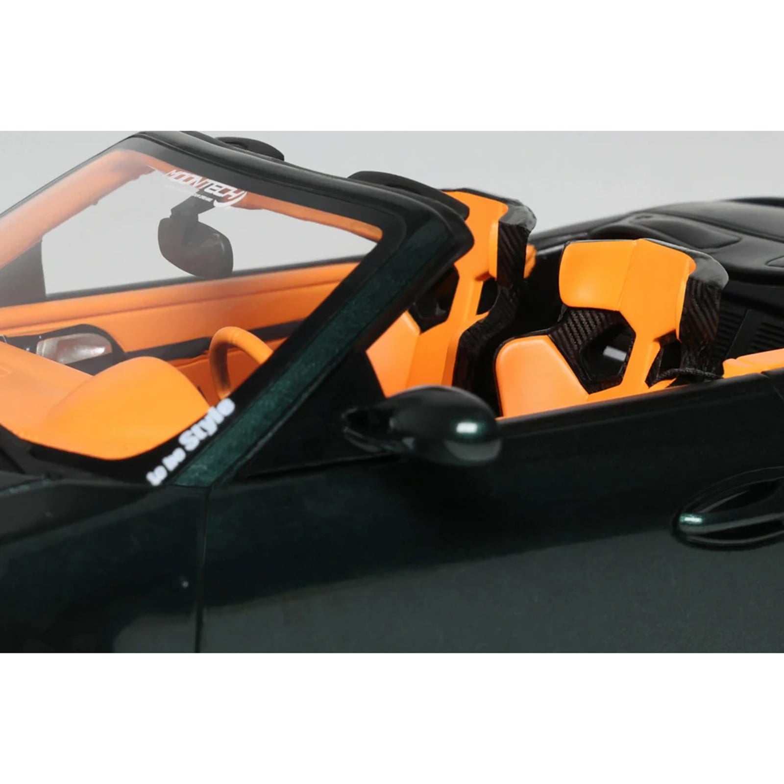 2024 Porsche 911 (997) Old & New Tokyo Auto Salon Cabriolet Dark Green Metallic with Orange Interior 1/18 Model Car by GT Spirit