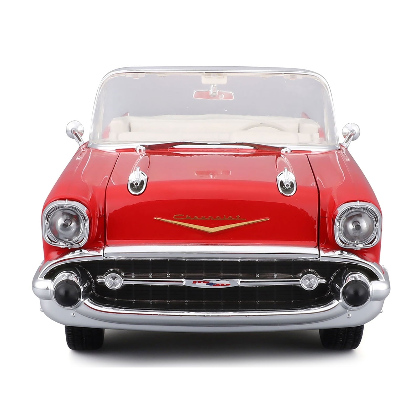 1957 Chevrolet Bel Air Convertible Red with White Interior "Special Edition" Series 1/18 Diecast Model Car by Maisto