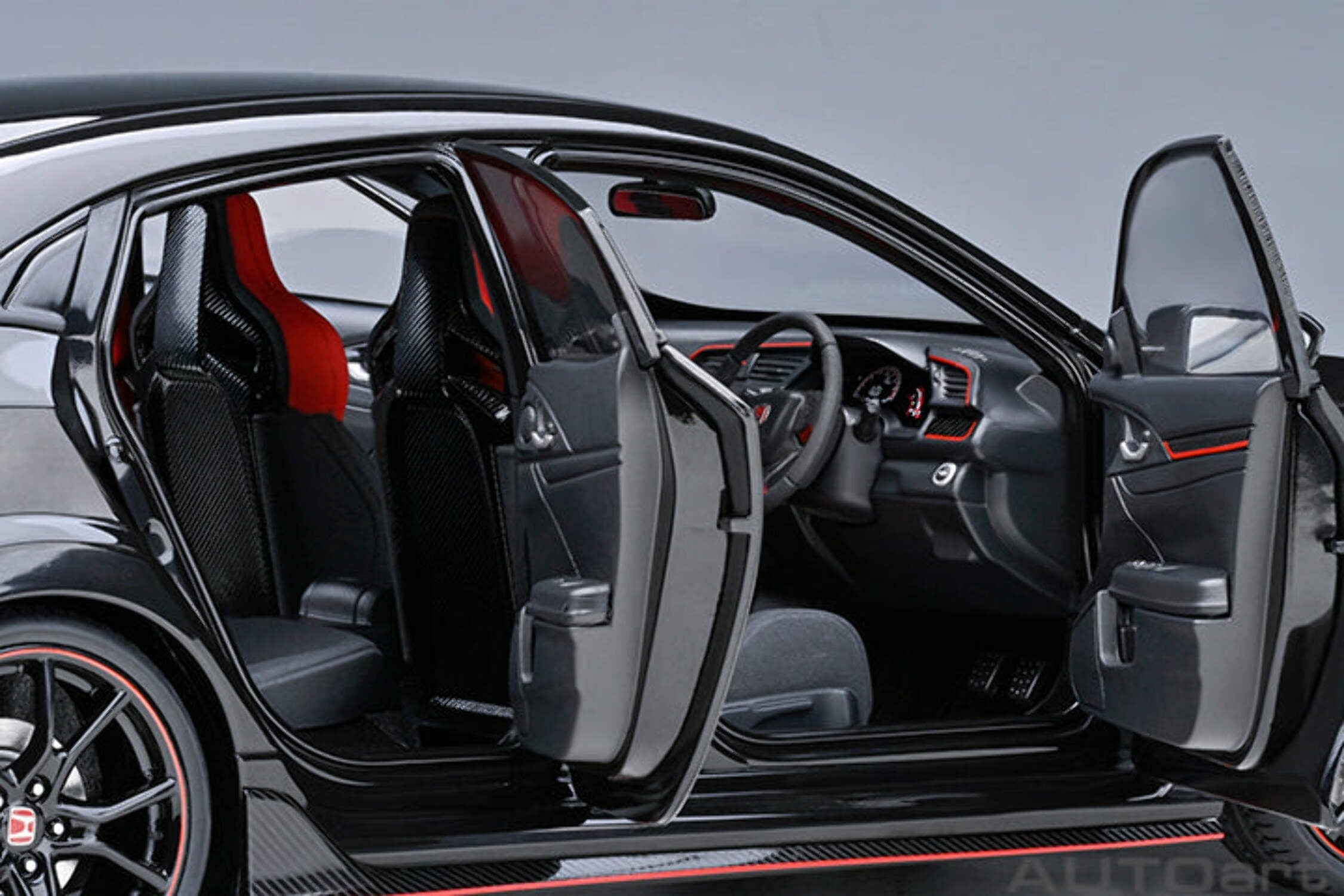 2021 Honda Civic Type R (FK8) RHD (Right Hand Drive) Crystal Black Pearl 1/18 Model Car by Autoart