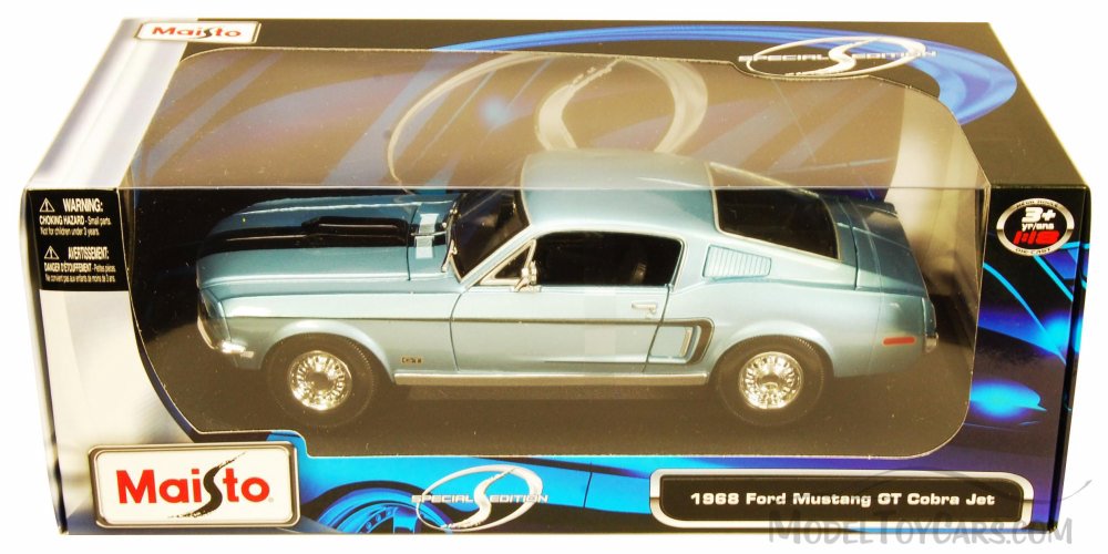 1968 Ford Mustang GT Cobra Jet, Blue - Maisto Special Edition 31167 - 1/18 Scale Diecast Model Toy Car
