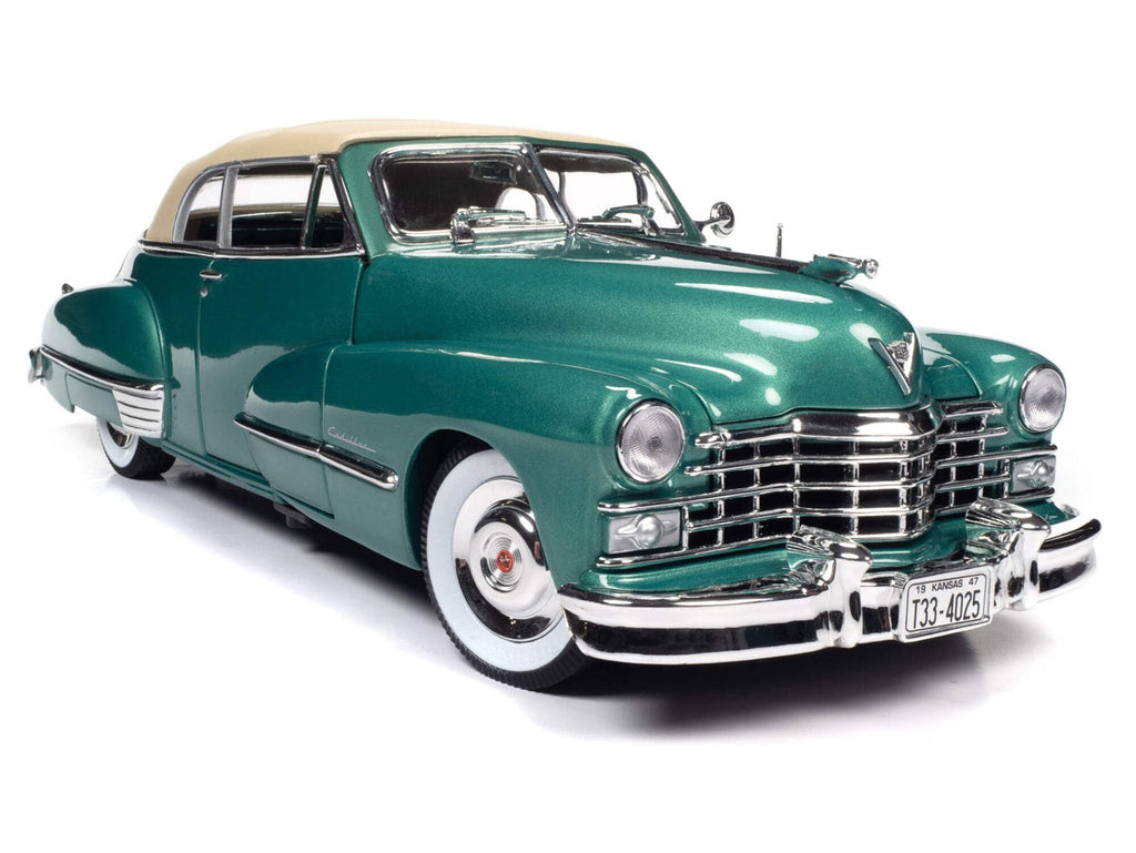 1947 Cadillac Series 62 Soft Top Ardsley Green Metallic with Tan Soft Top 1/18 Diecast Model Car by Auto World
