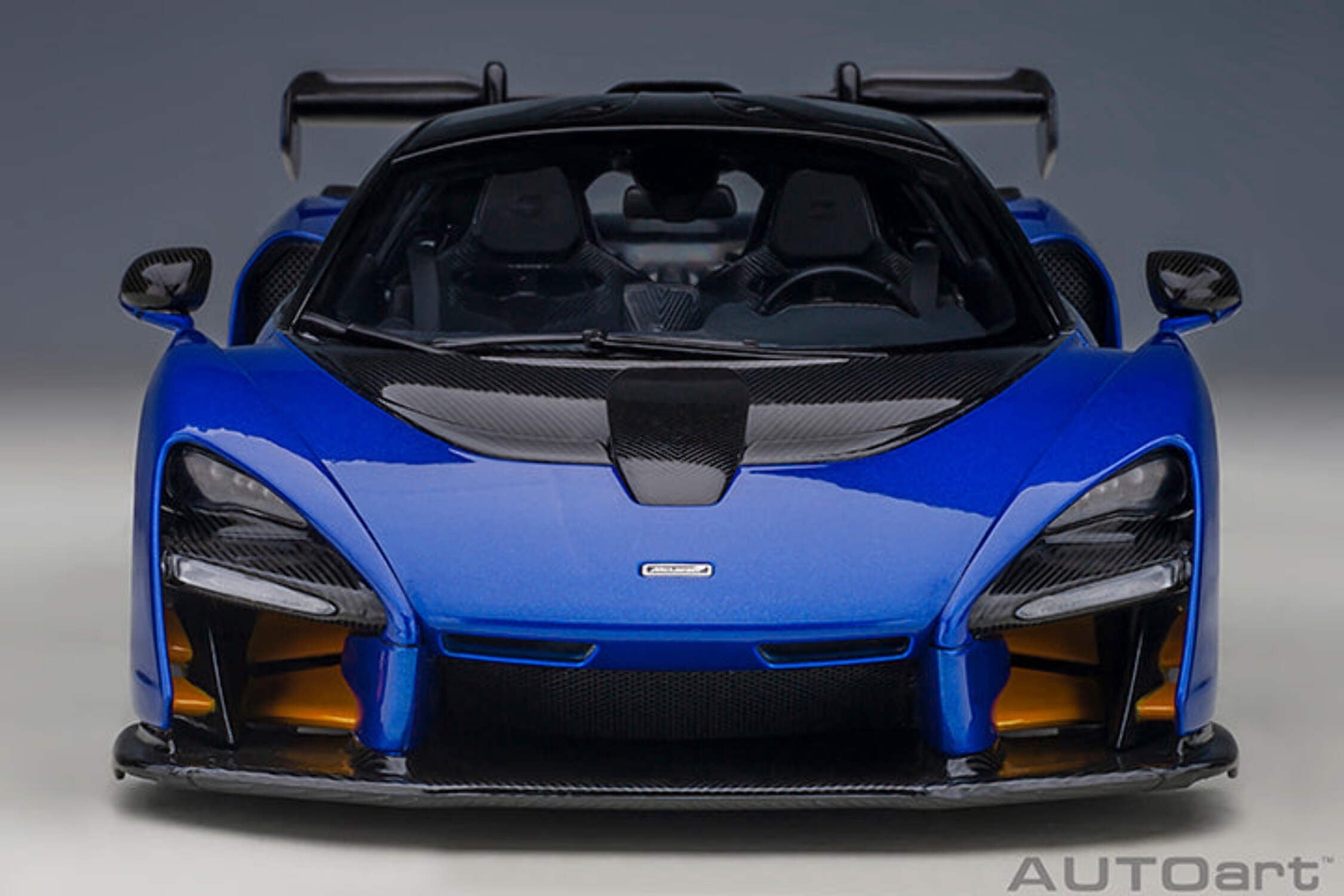 Mclaren Senna Trophy Kyanos Blue and Black with Carbon Accents 1/18 Model Car by Autoart