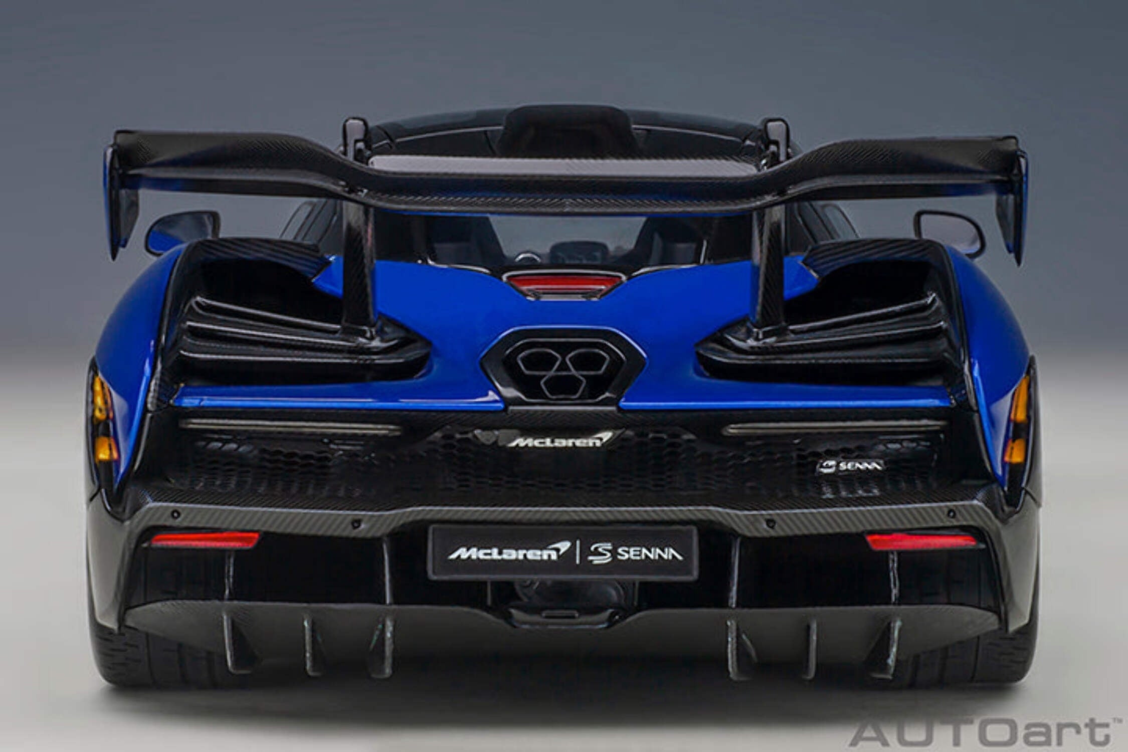 Mclaren Senna Trophy Kyanos Blue and Black with Carbon Accents 1/18 Model Car by Autoart